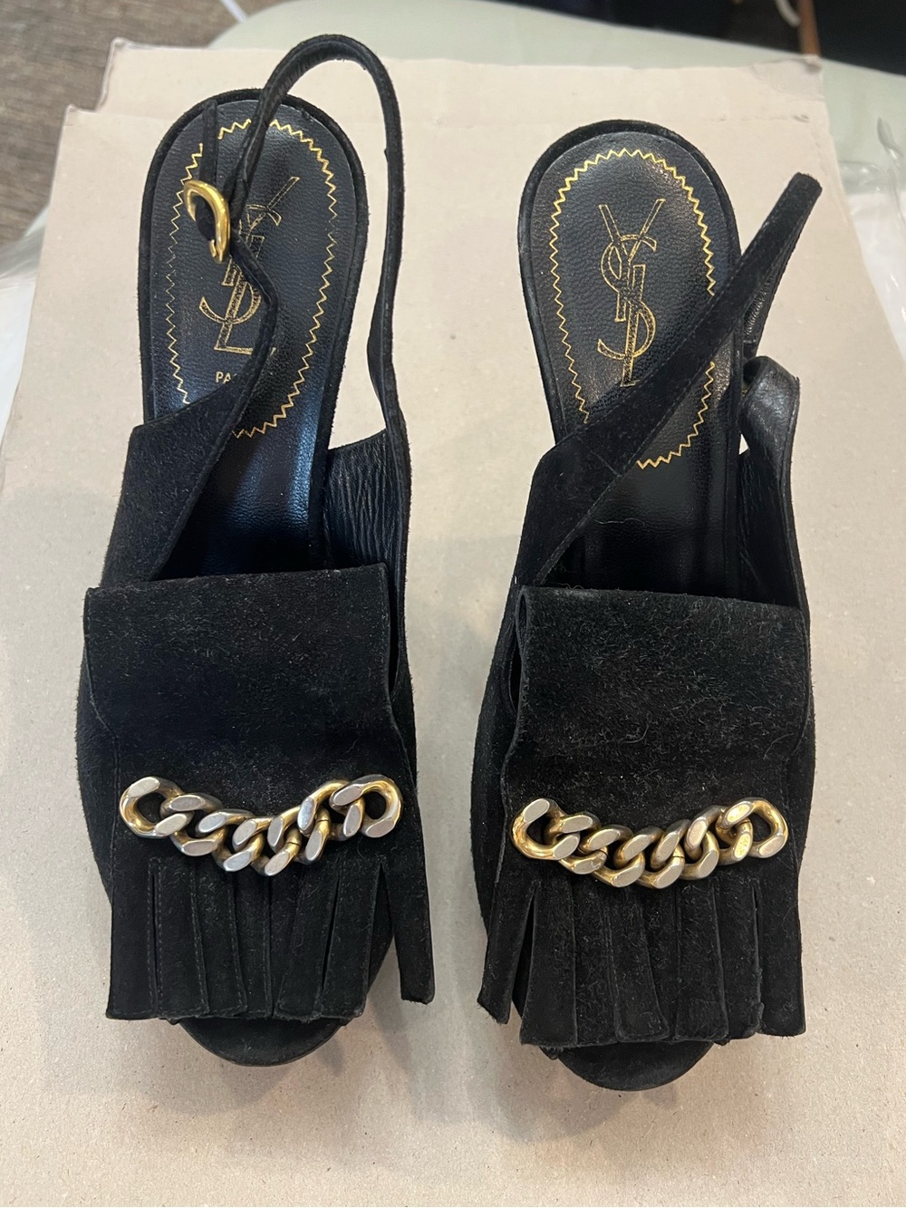 Vintage YSL suede sling backs